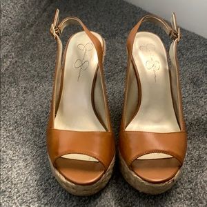 Jessica Simpson Cognac Wedges
